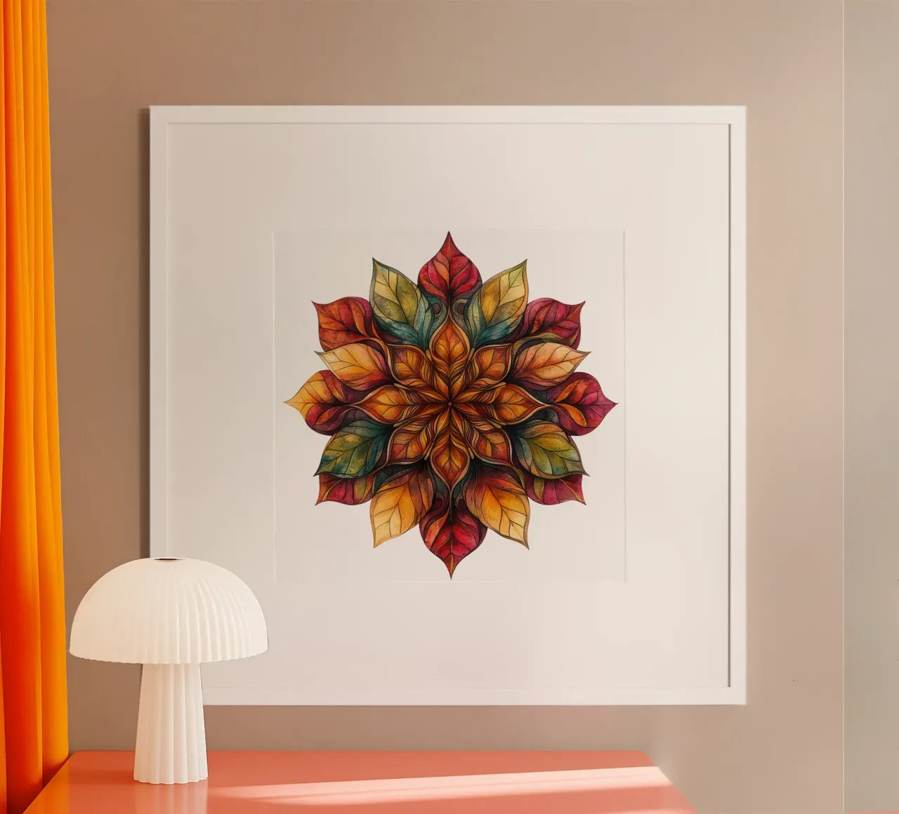 Mandala autunnale poster con telaio in plastica da Spiritual Touch