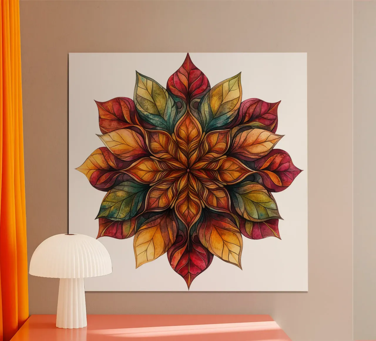 Mandala autunnale poster con telaio in plastica da Spiritual Touch