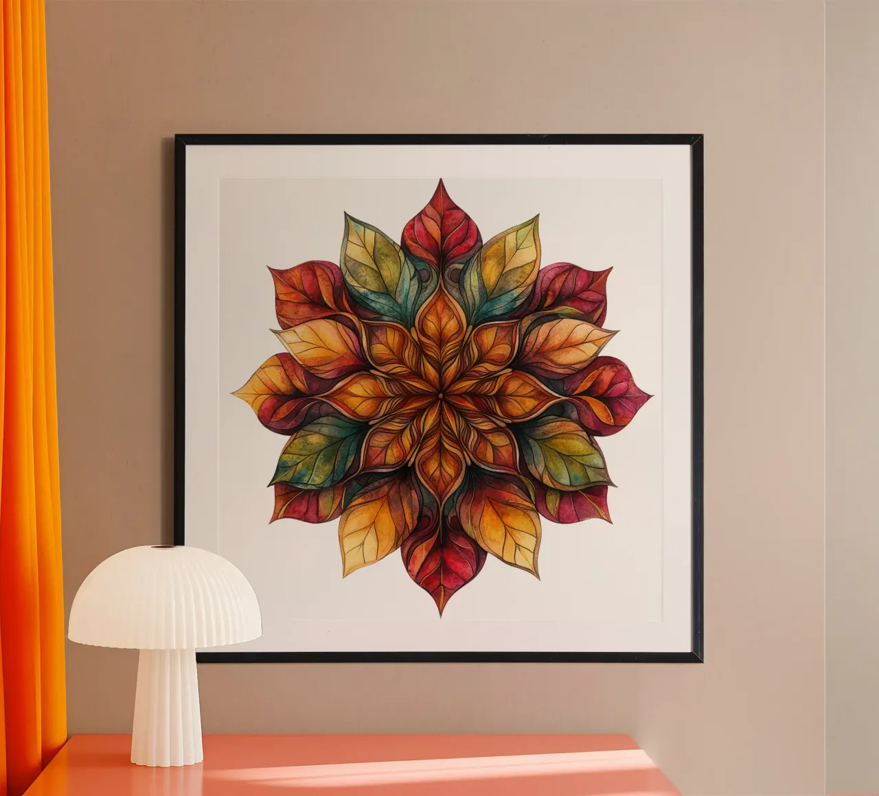 Mandala autunnale poster con telaio in plastica da Spiritual Touch