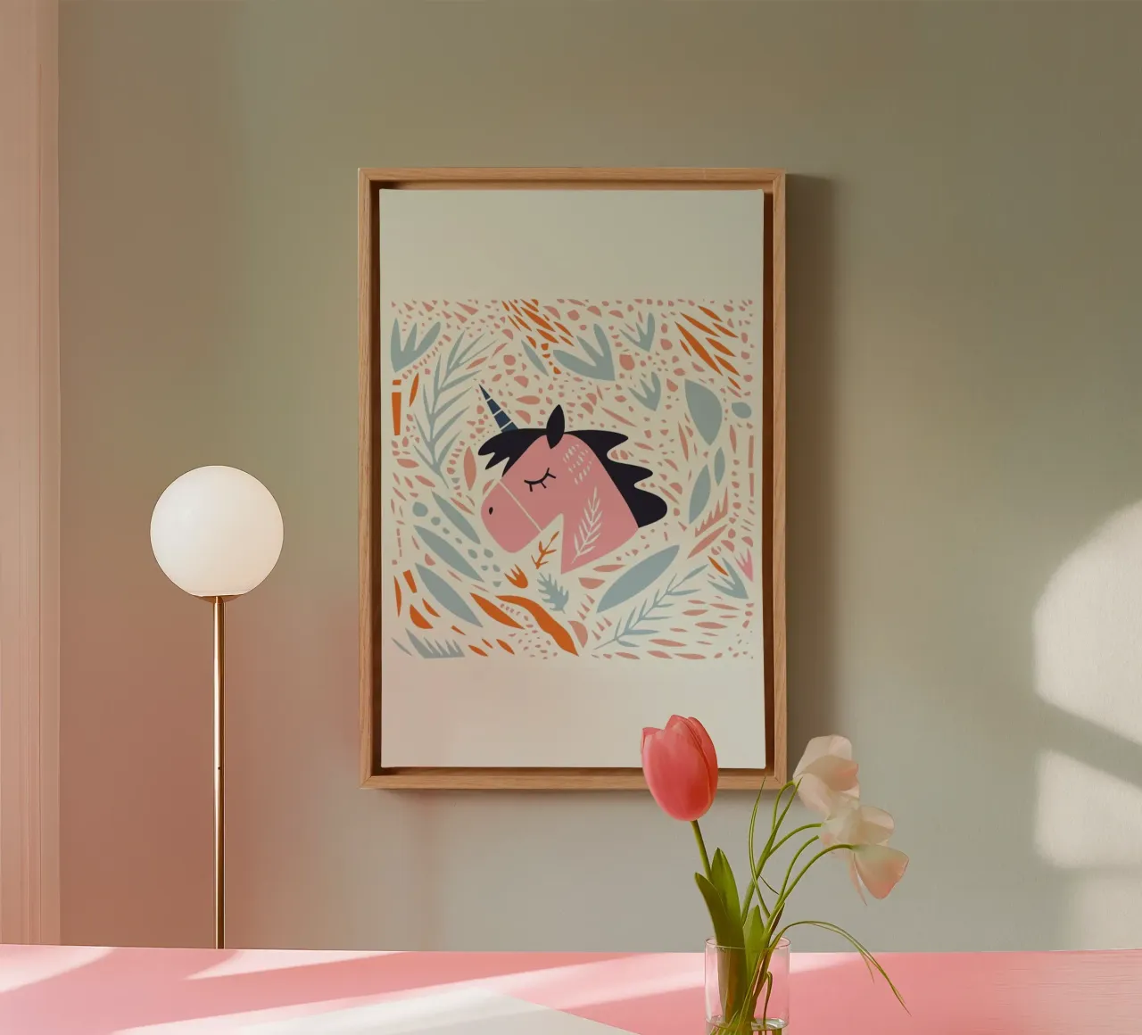 Unicorn in Nature tela con Cornice a cassetta da Little Flourishes