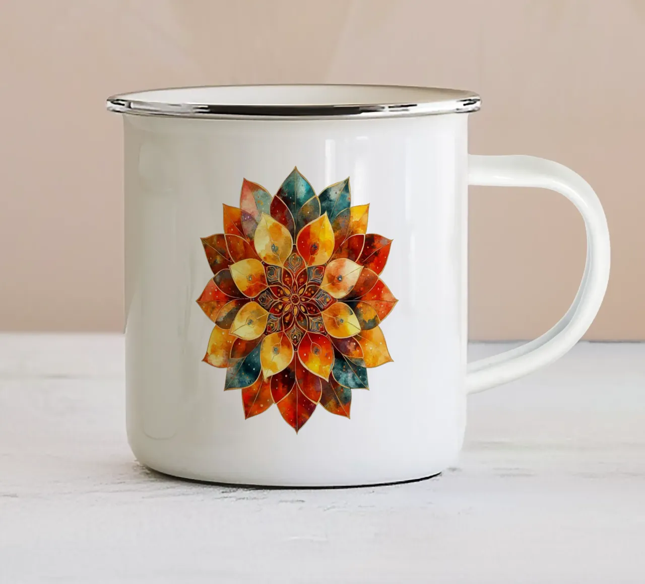 Mandala autunnale tazza in smalto da Spiritual Touch