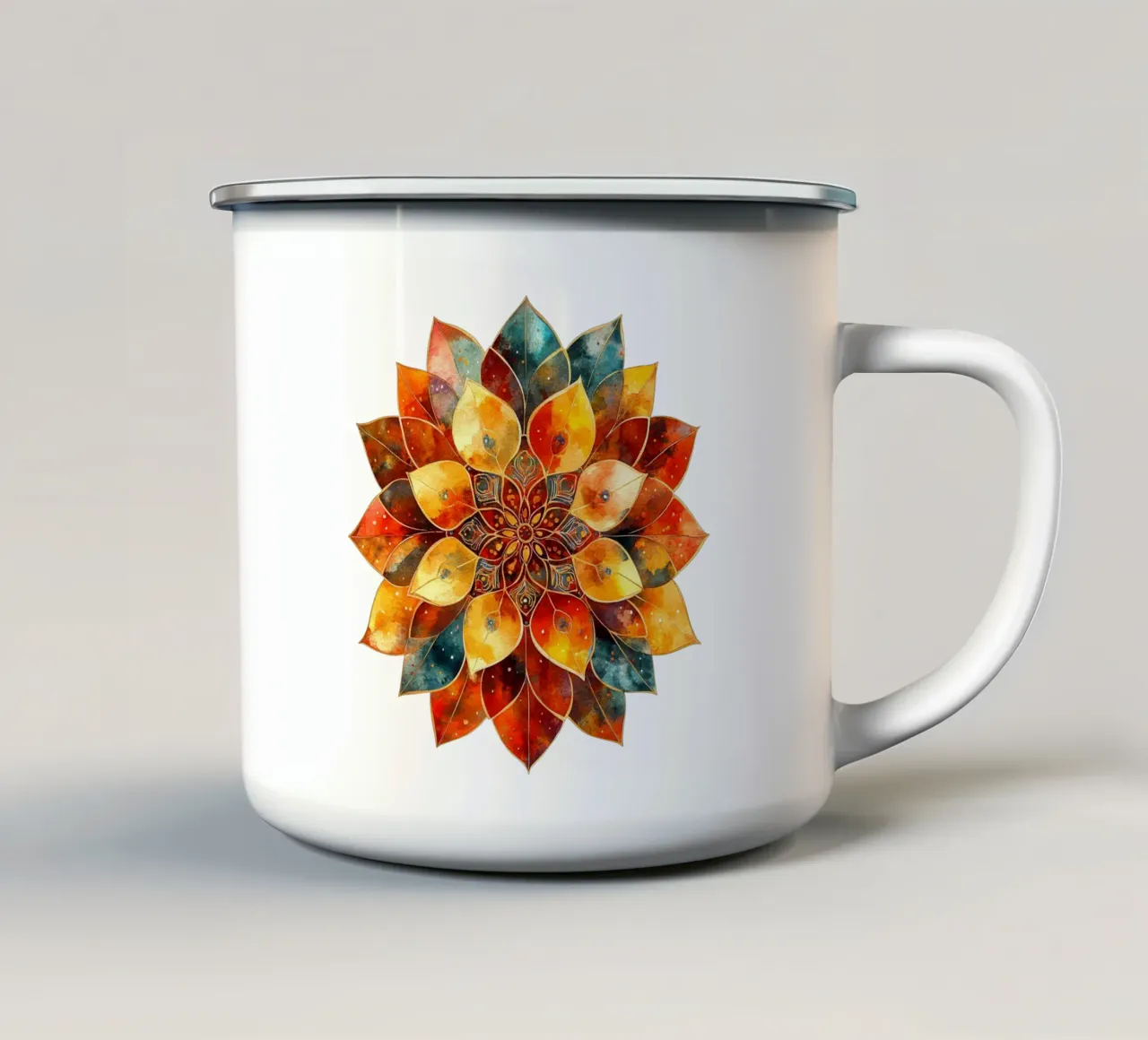Mandala autunnale tazza in smalto da Spiritual Touch