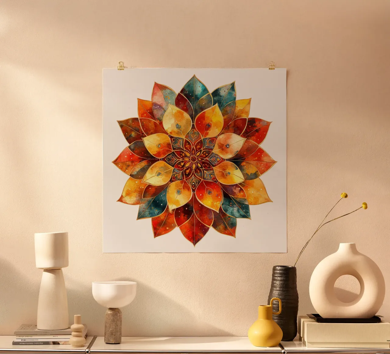 Mandala autunnale poster con telaio in plastica da Spiritual Touch