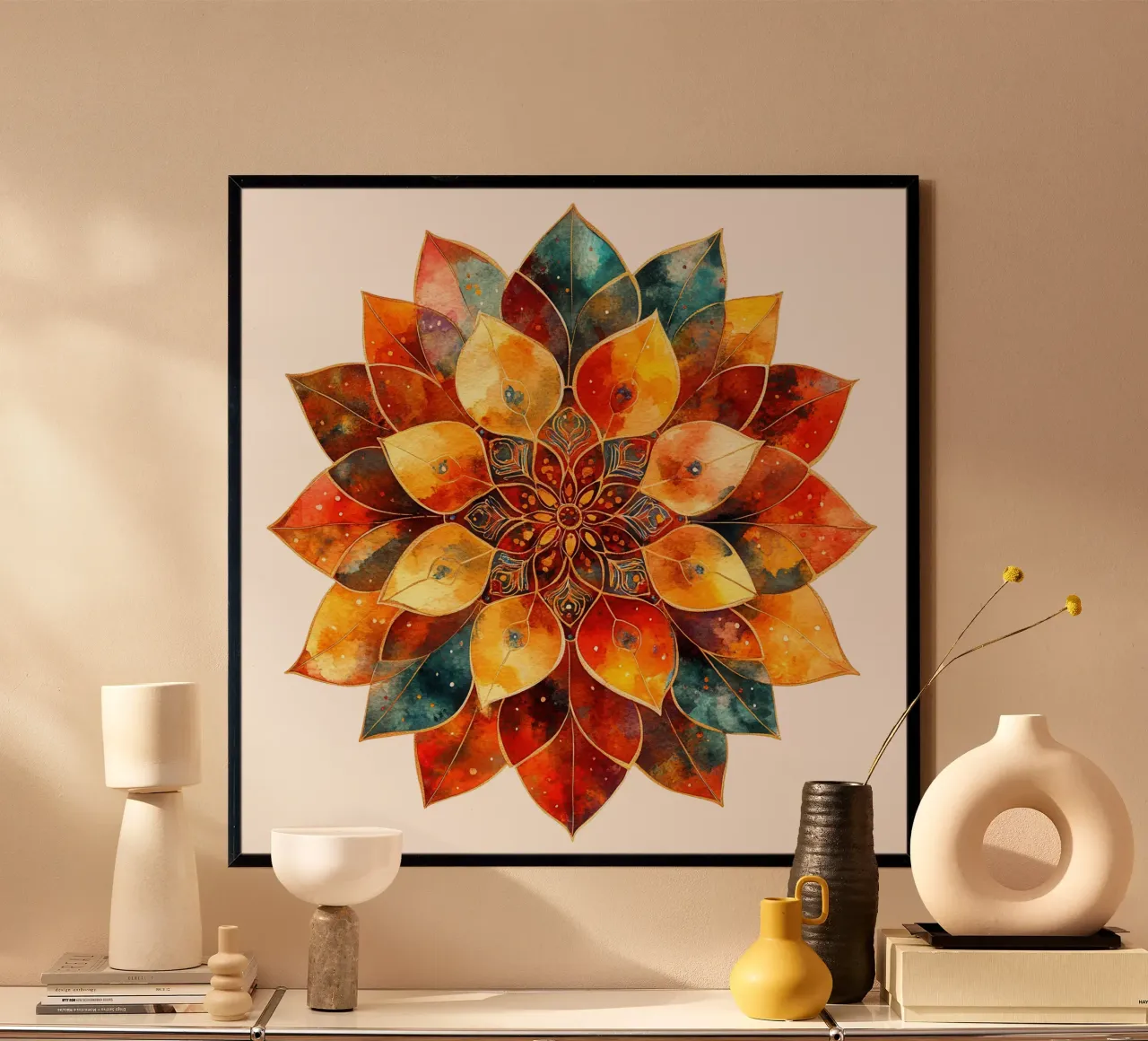 Mandala autunnale poster con telaio in plastica da Spiritual Touch