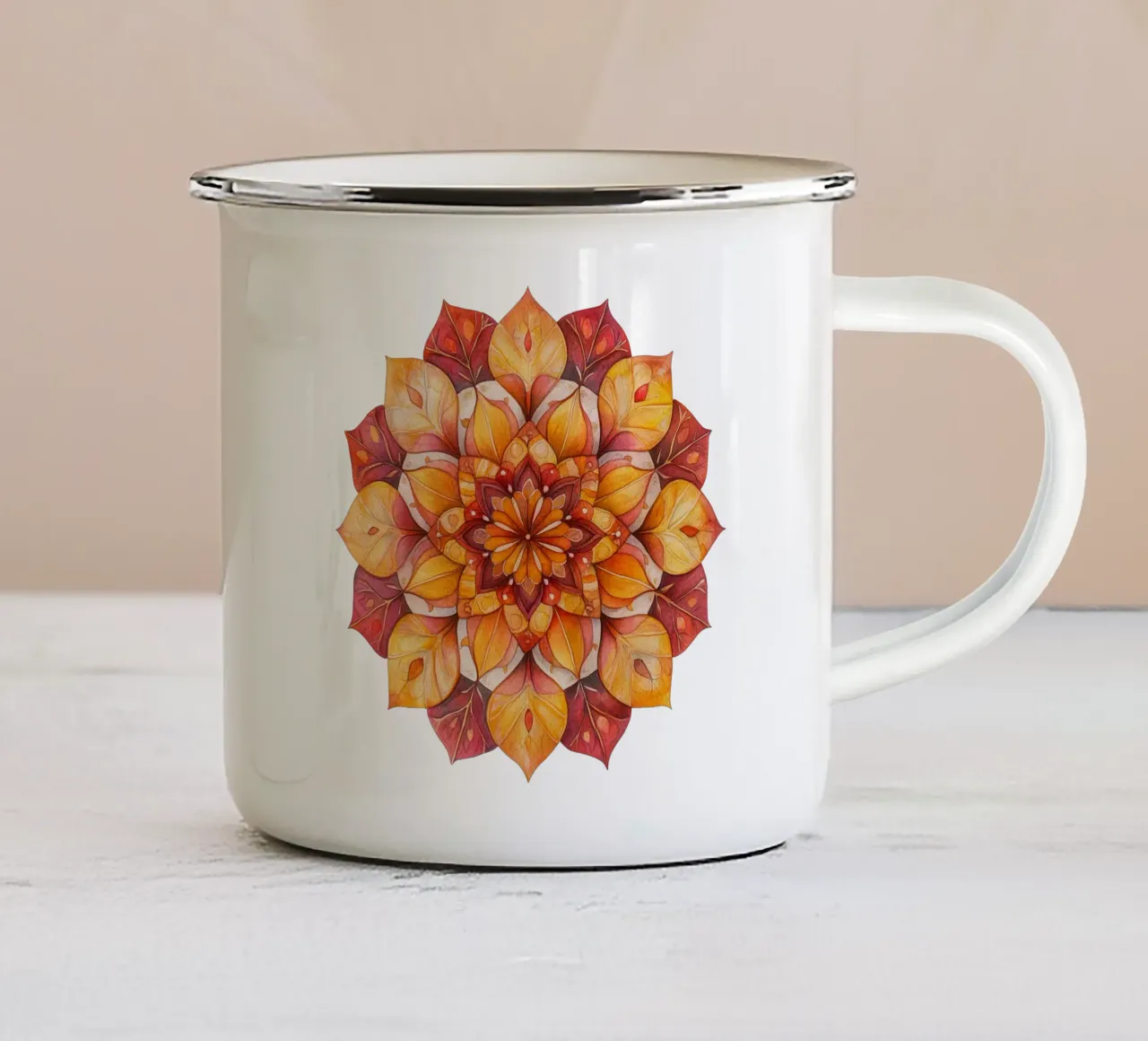 Mandala autunnale tazza in smalto da Spiritual Touch