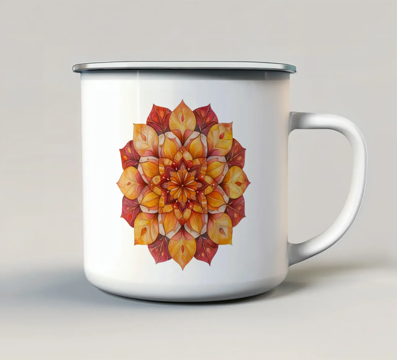 Mandala autunnale tazza in smalto da Spiritual Touch