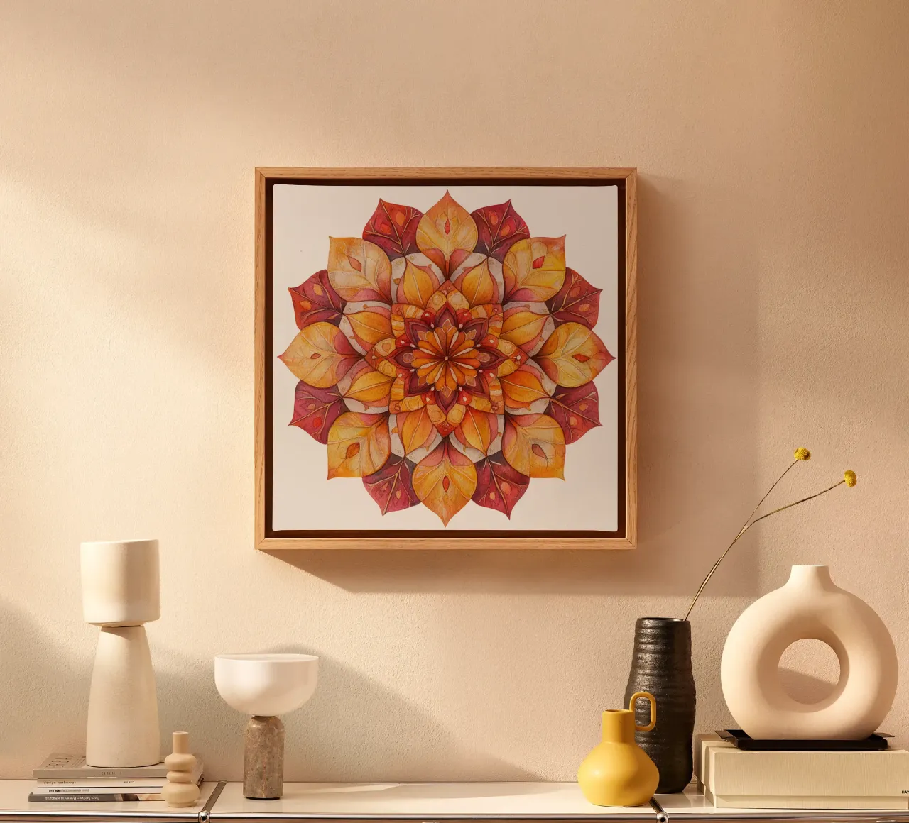 Mandala autunnale tela con Cornice a cassetta da Spiritual Touch