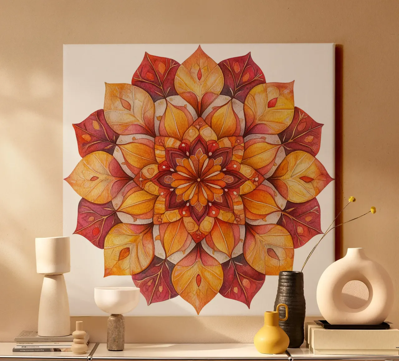 Mandala autunnale tela con Cornice a cassetta da Spiritual Touch