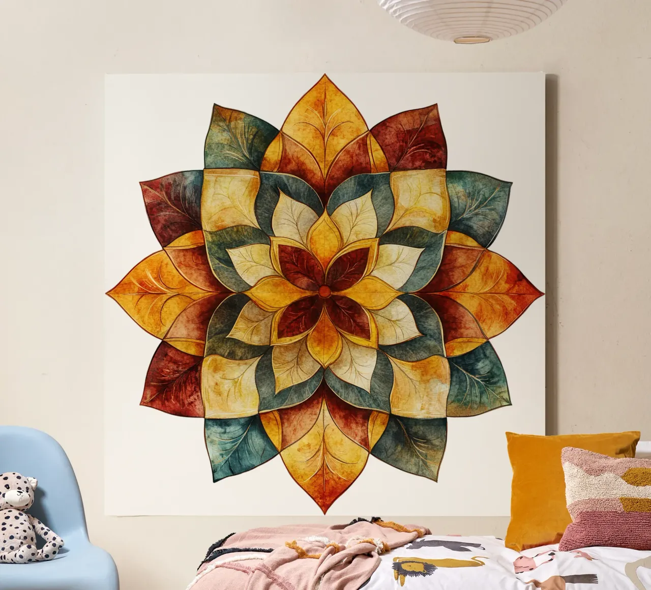 Herbst-Mandala Leinwand mit Schattenfugenrahmen von Spiritual Touch