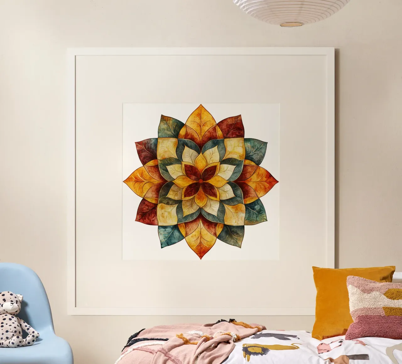 Mandala autunnale poster con telaio in plastica da Spiritual Touch