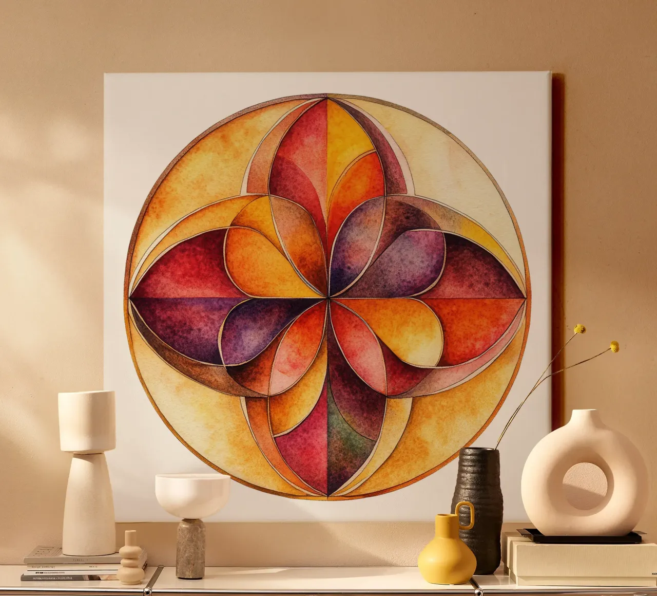 Mandala autunnale tela con Cornice a cassetta da Spiritual Touch