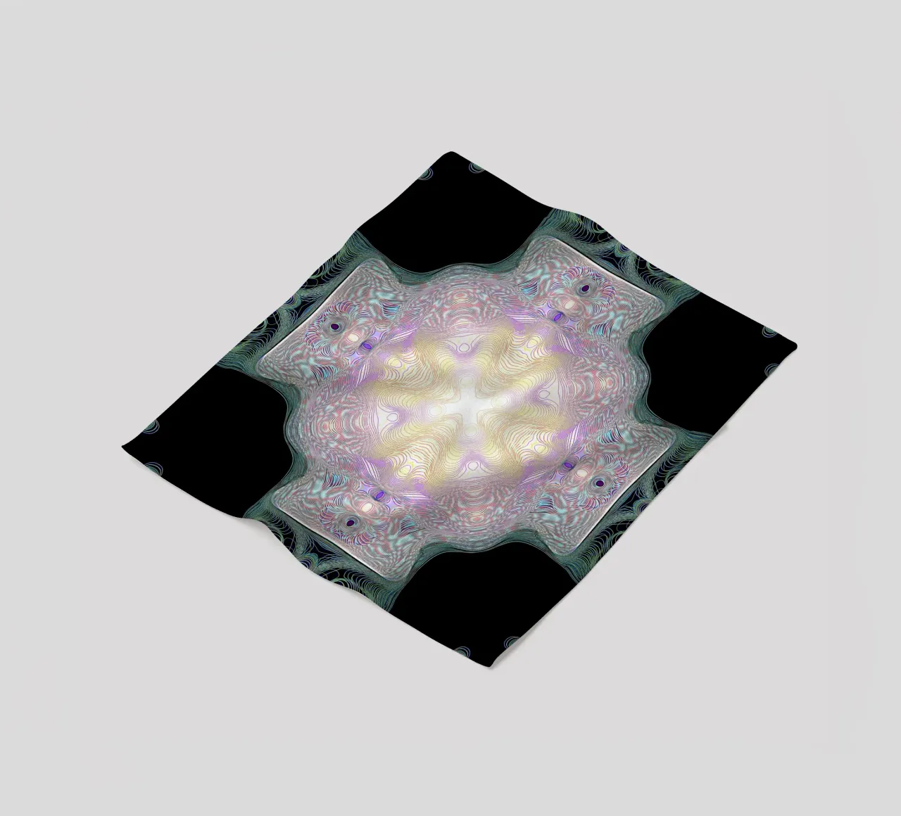 Croix lumineuse jaune/violet sur fond noir plaid polaire de Gürsel Yesil Digital Art