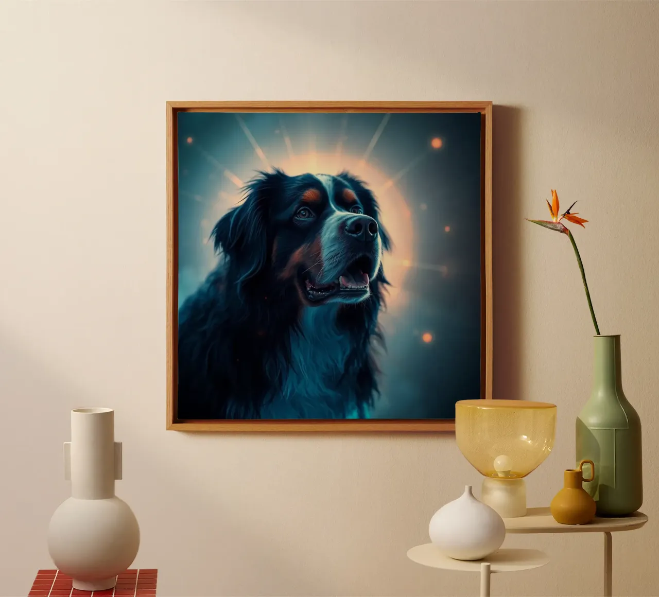 Beautiful Bernese Mountain Dog #5 canvas with Floater frame by Yumis.Beargang.and.Me
