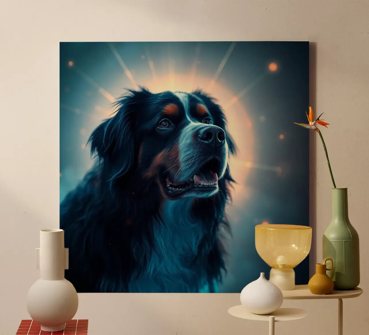 Beautiful Bernese Mountain Dog #5 canvas with Floater frame by Yumis.Beargang.and.Me
