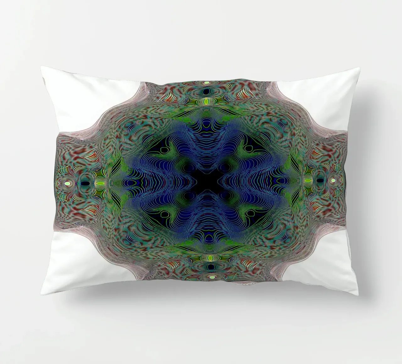 Cross in blue with a green border on a white background decorative cushion by Gürsel Yesil Digital Art