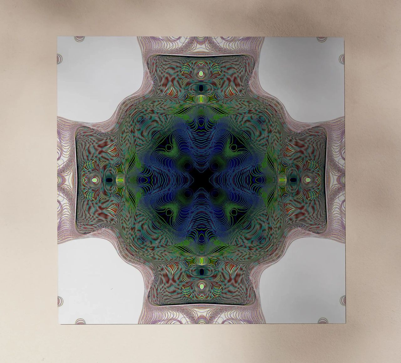 Croce di colore blu con bordo verde su sfondo bianco pellicola backlit da Gürsel Yesil Digital Art