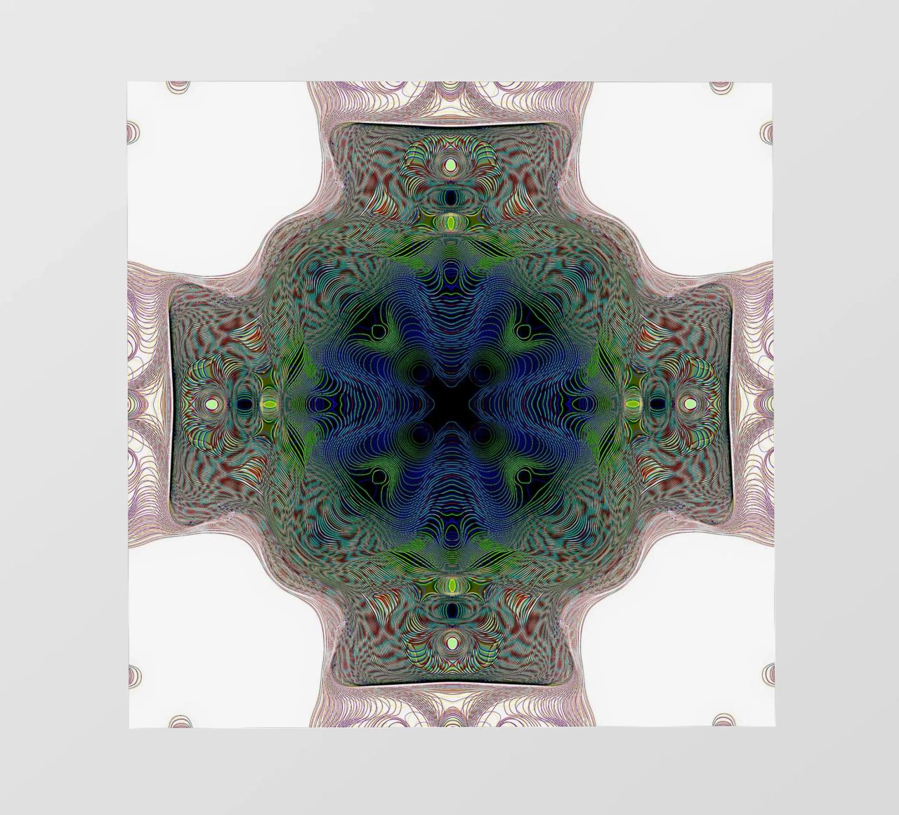 Croce di colore blu con bordo verde su sfondo bianco pellicola backlit da Gürsel Yesil Digital Art