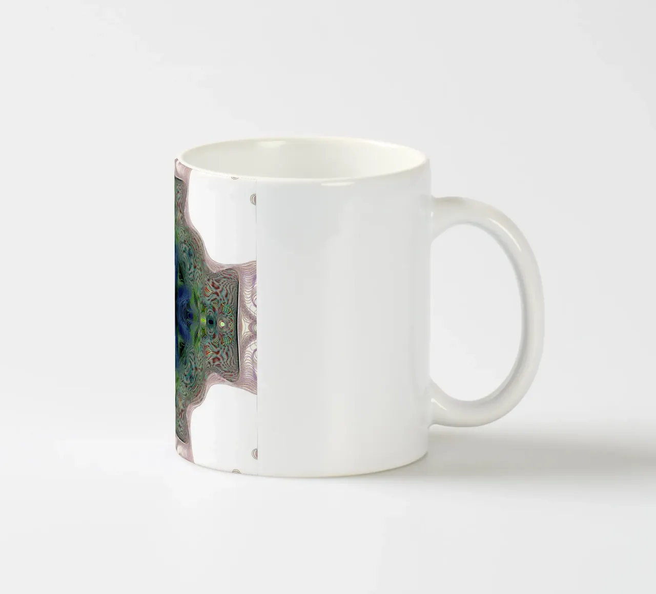 Cross in blue with a green border on a white background ceramic mug by Gürsel Yesil Digital Art