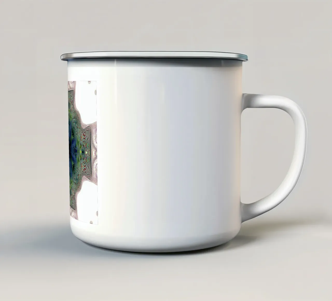 Cross in blue with a green border on a white background enamel mug by Gürsel Yesil Digital Art