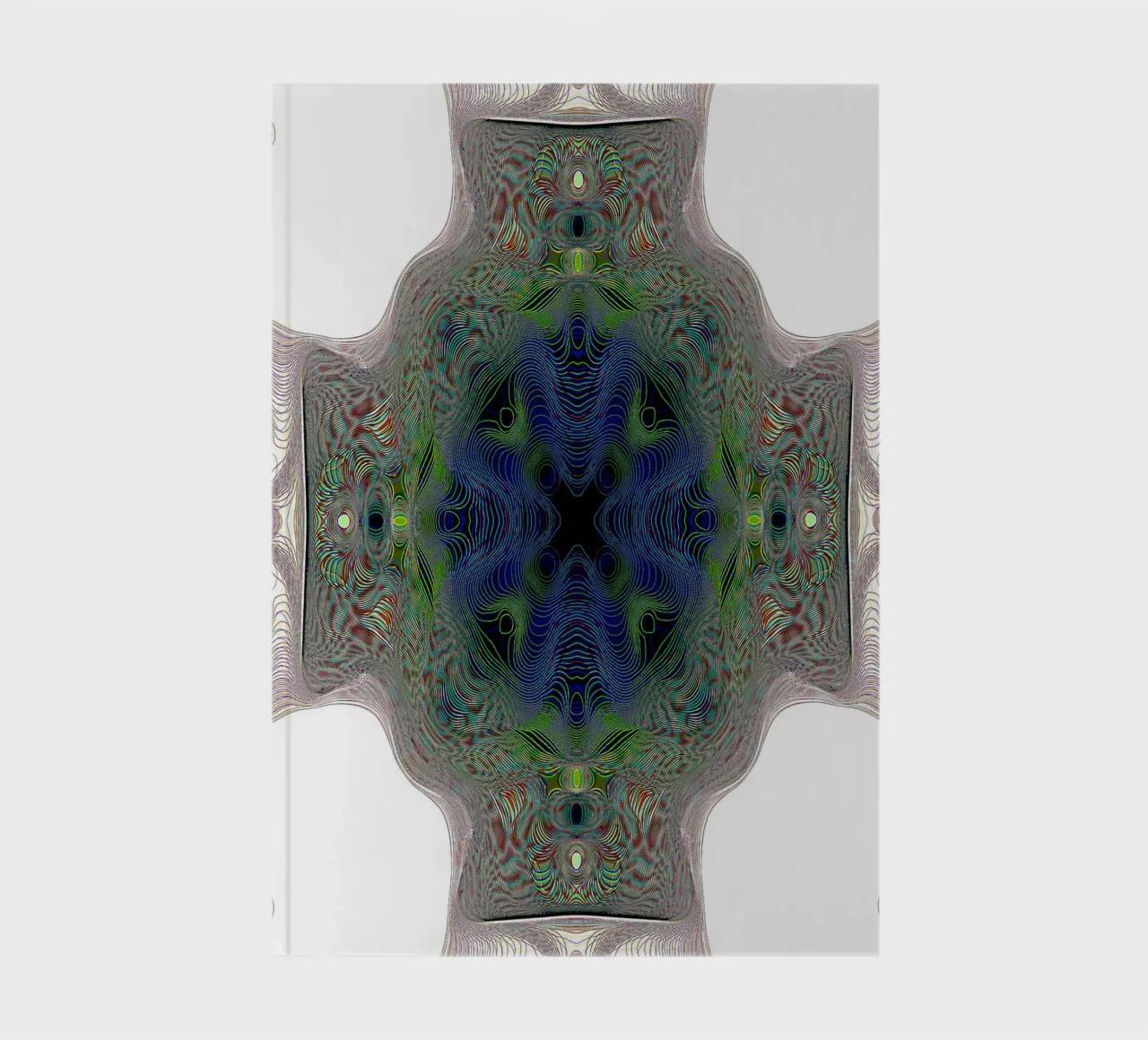 Cross in blue with a green border on a white background notebook by Gürsel Yesil Digital Art