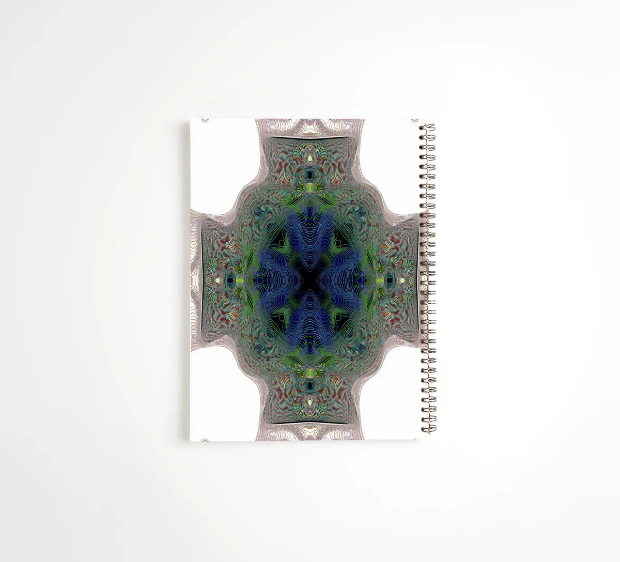 Cross in blue with a green border on a white background spiral notebook by Gürsel Yesil Digital Art