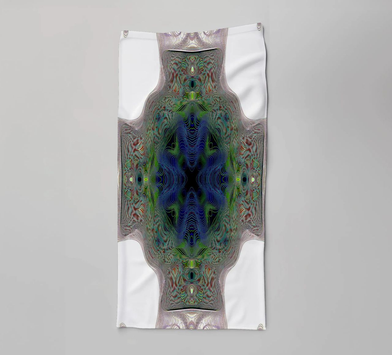 Kruis in blauw met een groene rand op een witte achtergrond badhanddoek van Gürsel Yesil Digital Art