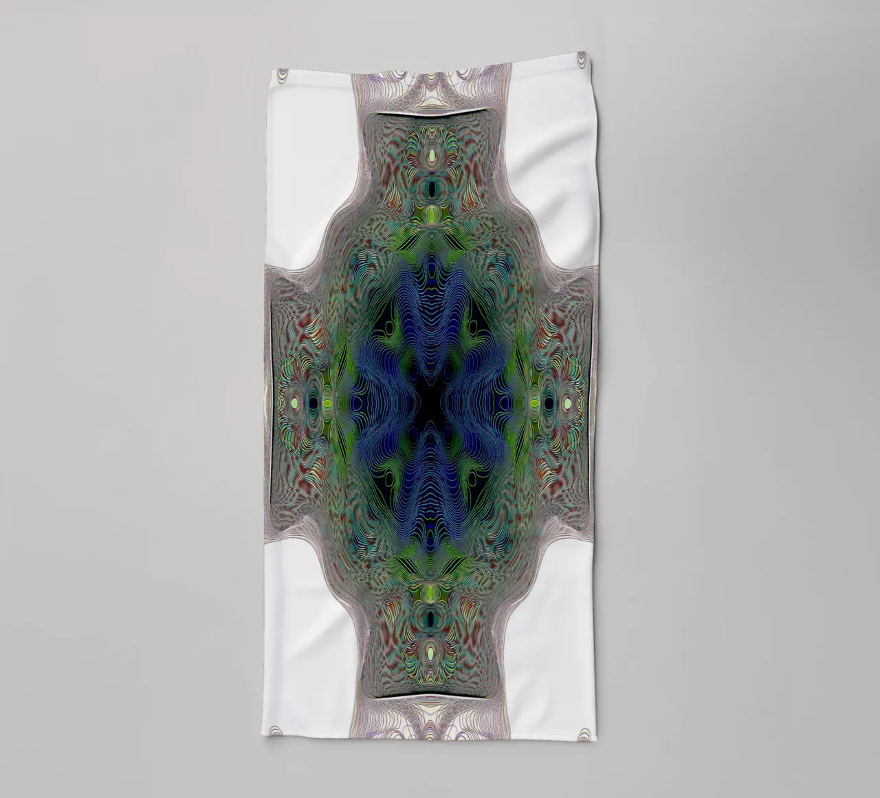 Kreuz in blau mit grünem Rand auf weissem Hintergrund Handtuch von Gürsel Yesil Digital Art