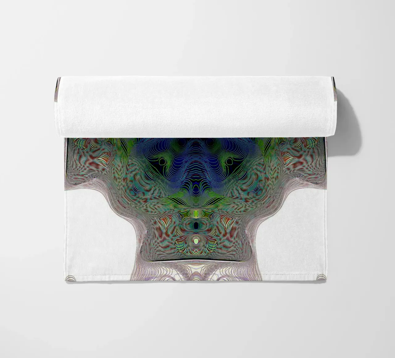 Cross in blue with a green border on a white background beach towel by Gürsel Yesil Digital Art