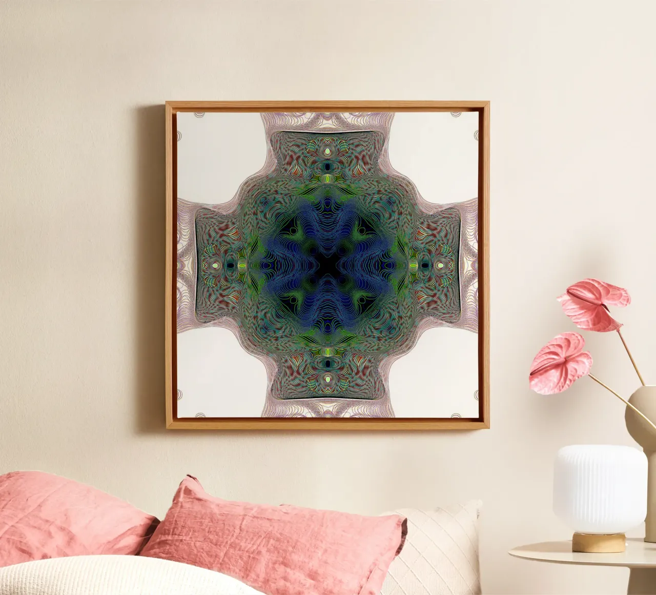 Kreuz in blau mit grünem Rand auf weissem Hintergrund Leinwand von Gürsel Yesil Digital Art