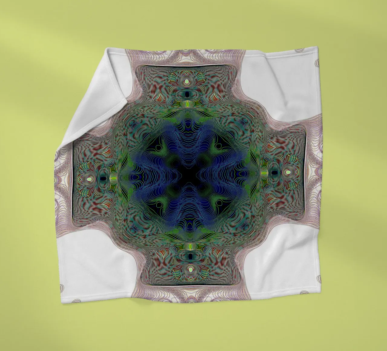 Cross in blue with a green border on a white background fleece blanket by Gürsel Yesil Digital Art