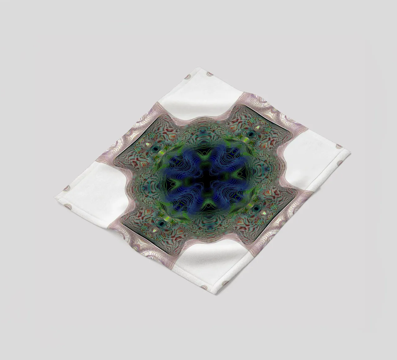 Cross in blue with a green border on a white background fleece blanket by Gürsel Yesil Digital Art