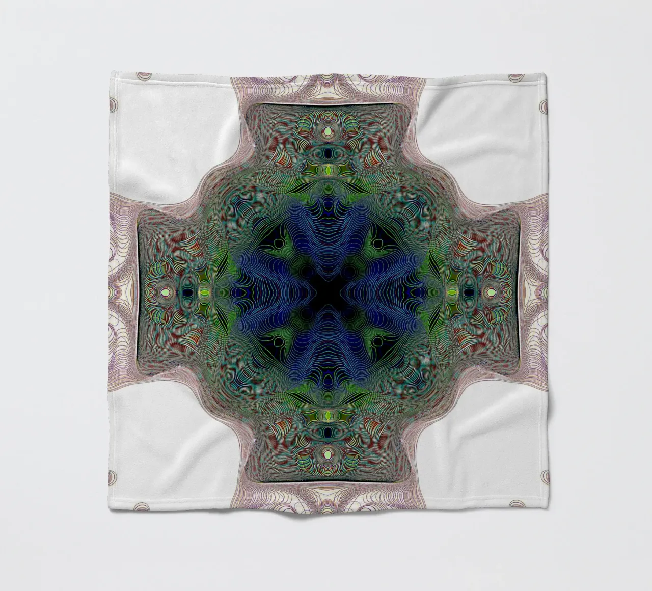 Cross in blue with a green border on a white background fleece blanket by Gürsel Yesil Digital Art