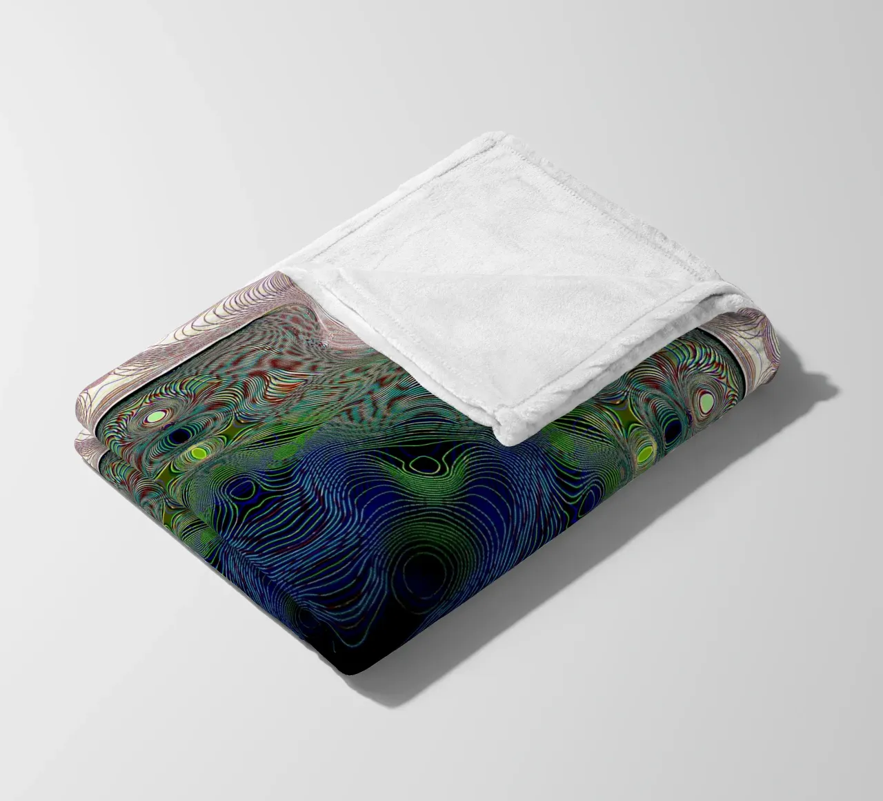 Cross in blue with a green border on a white background fleece blanket by Gürsel Yesil Digital Art