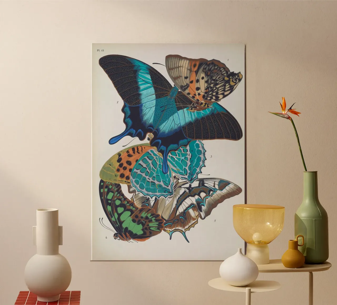 Vlindercollage alluminio dibond da vintagebotanics