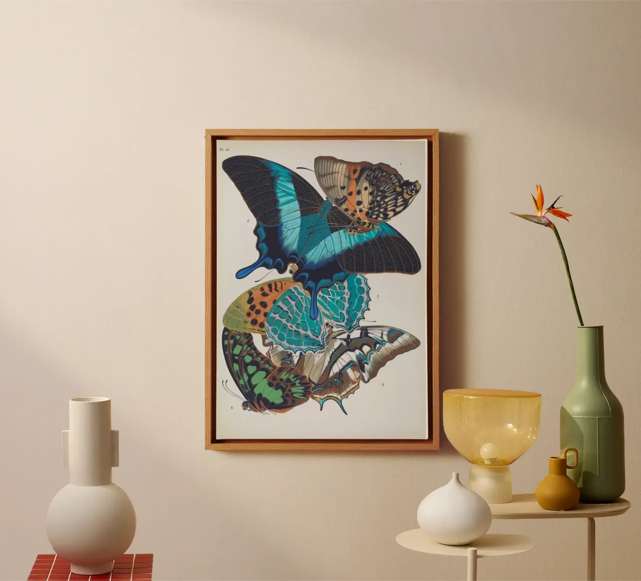 Vlindercollage tela con Cornice a cassetta da vintagebotanics