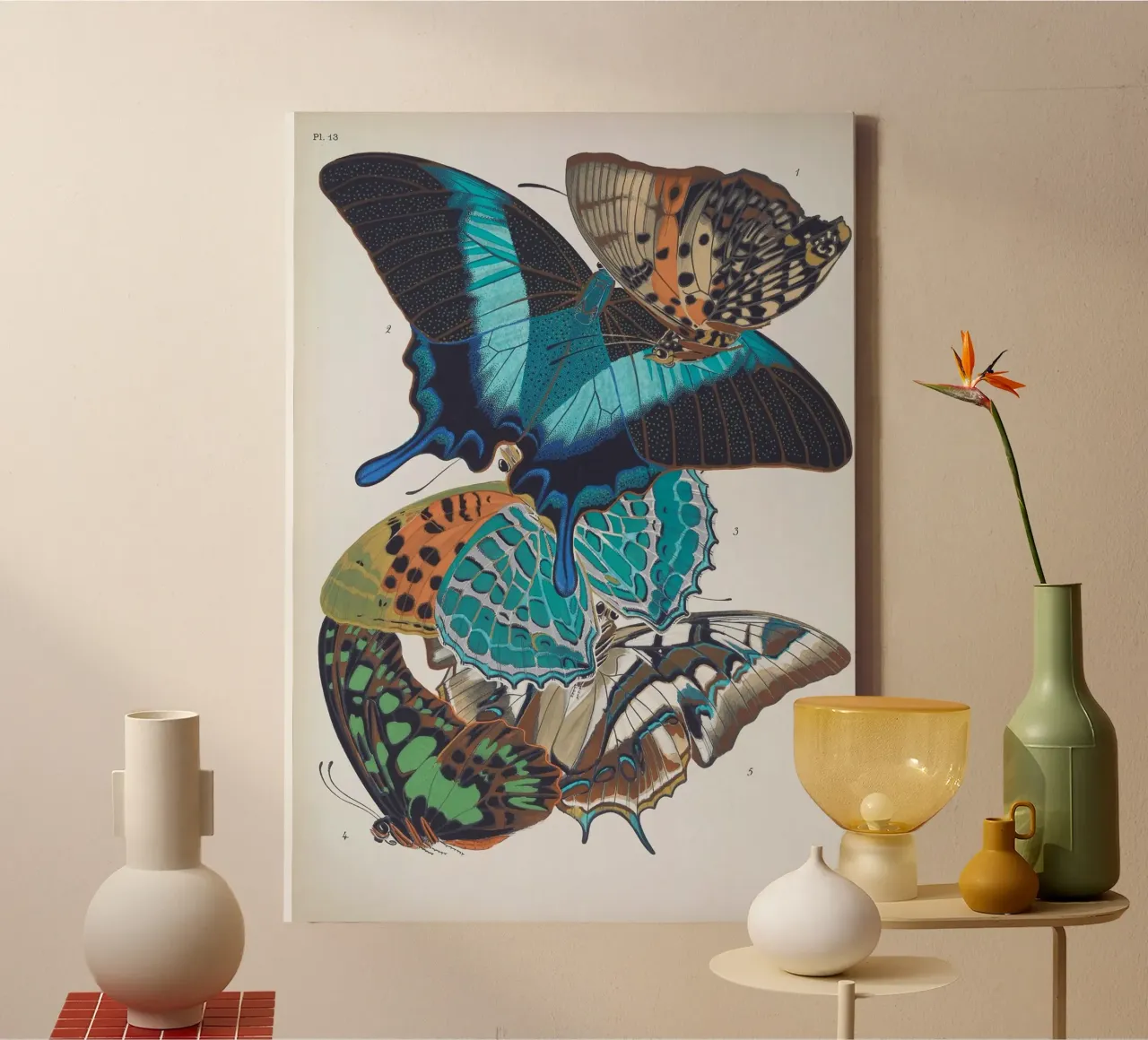 Vlindercollage tela con Cornice a cassetta da vintagebotanics