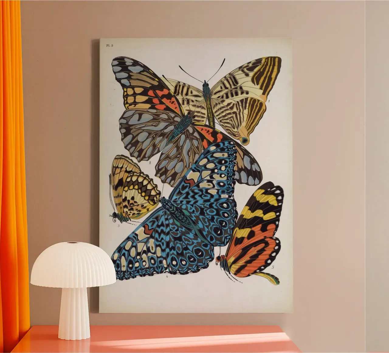 Vlindercollage tela con Cornice a cassetta da vintagebotanics