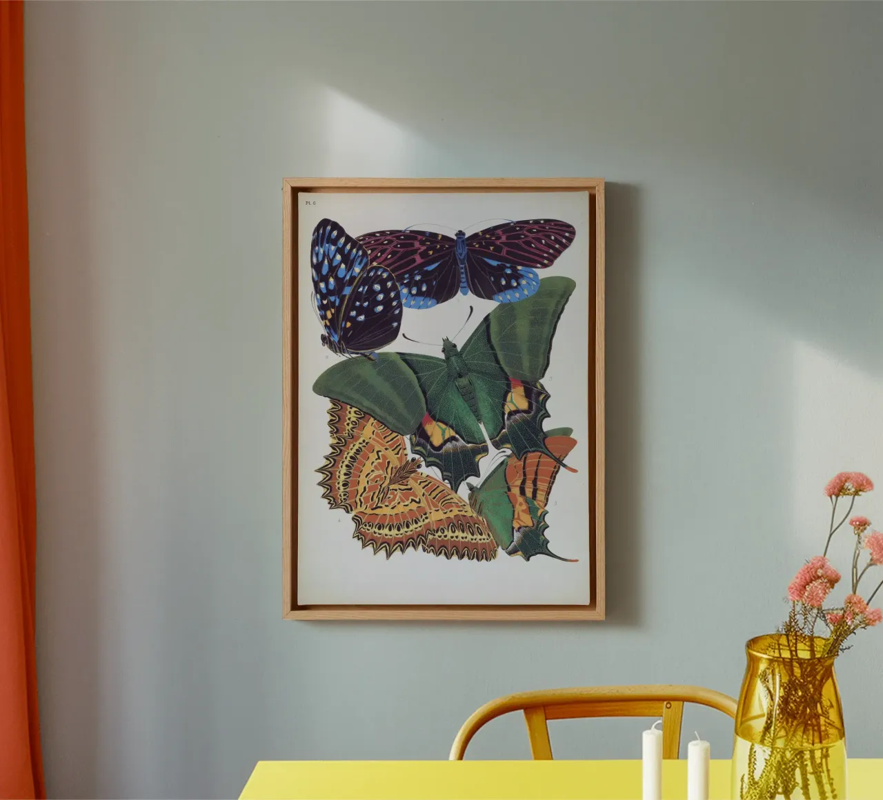 Vlindercollage tela con Cornice a cassetta da vintagebotanics