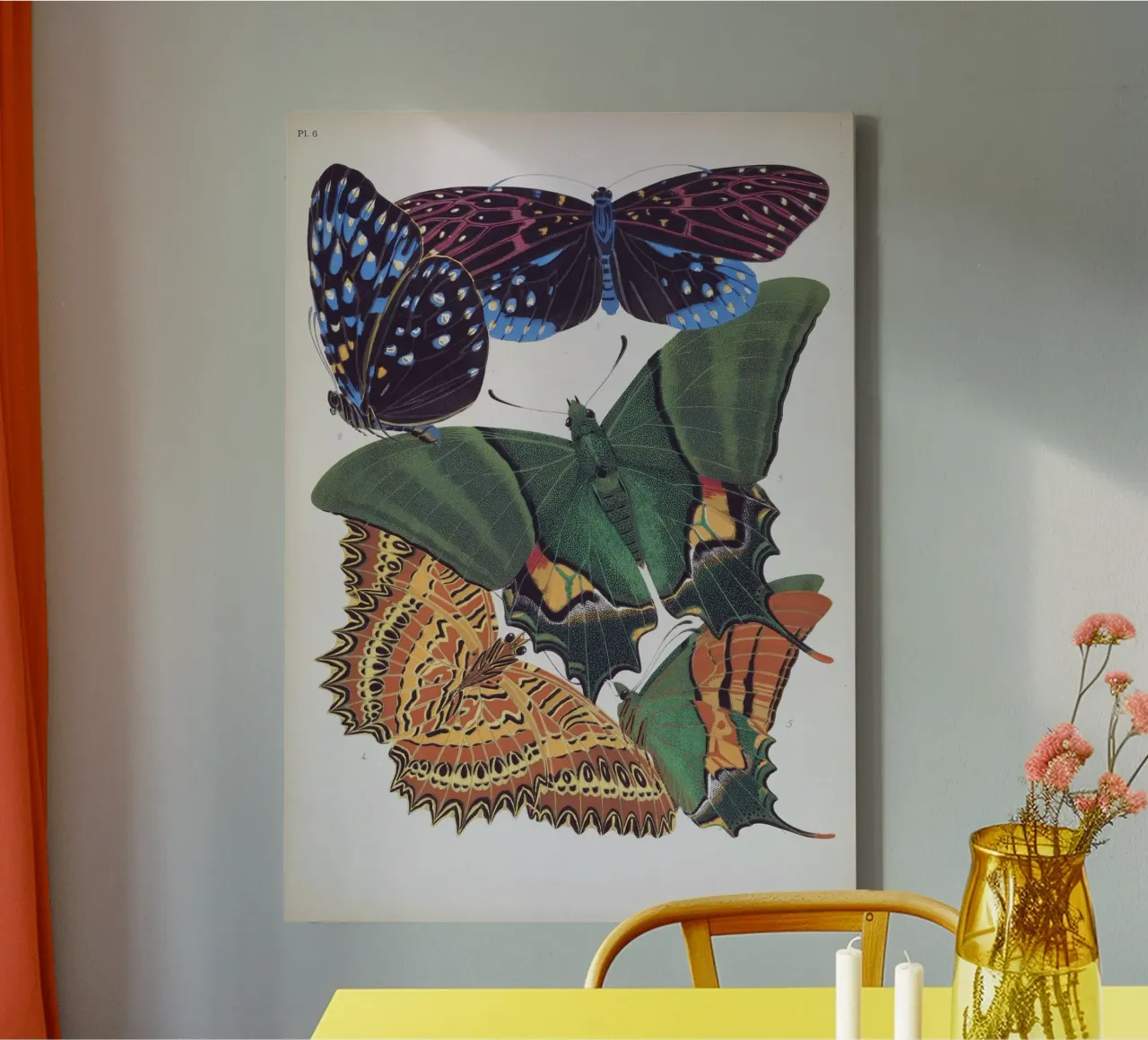 Vlindercollage tela con Cornice a cassetta da vintagebotanics