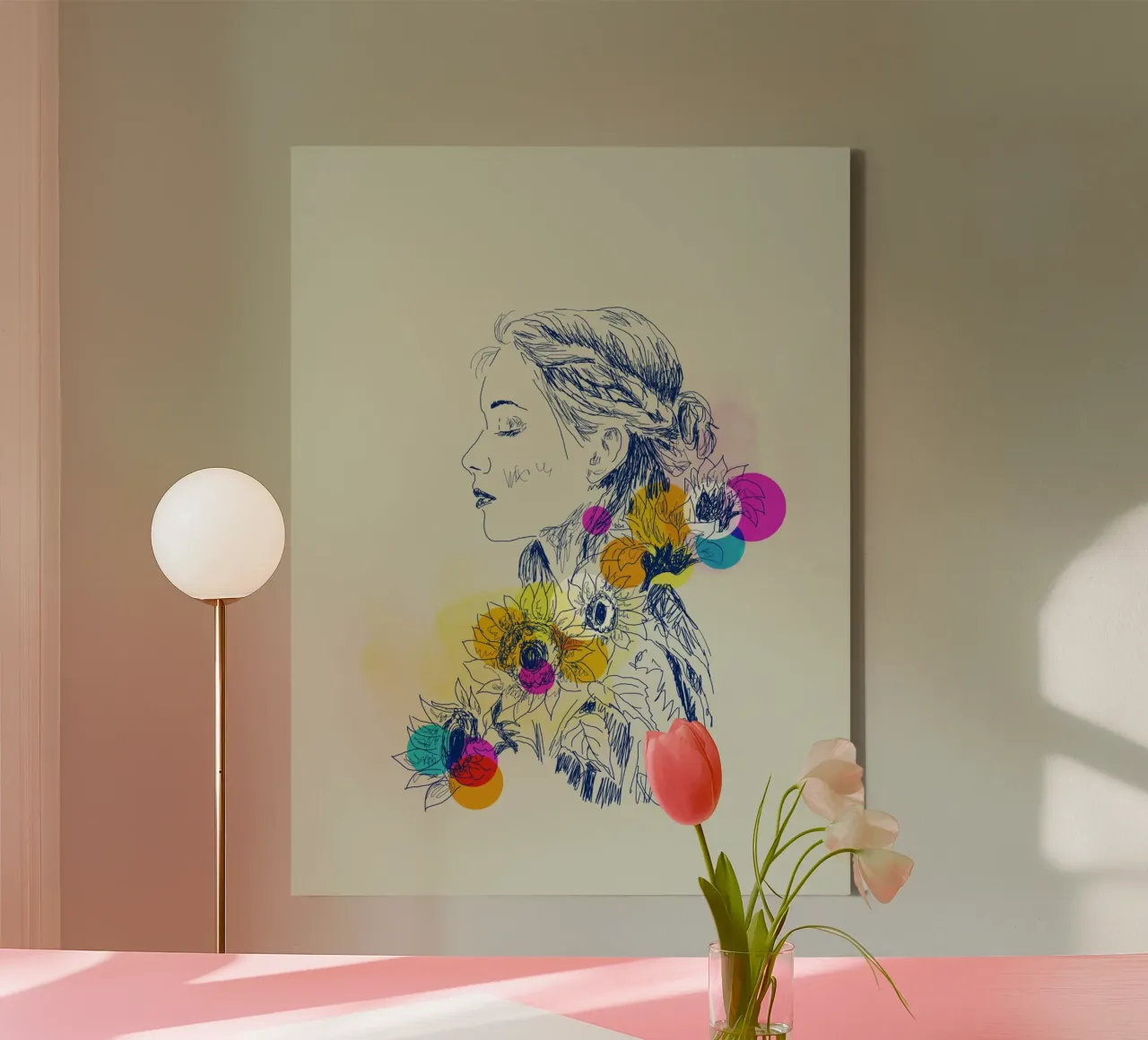 Sunflower Serenity tela con Cornice a cassetta da Indigo Rain