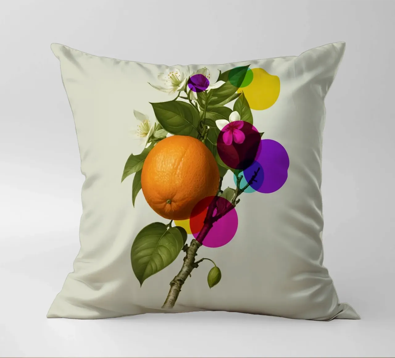 Orange Botanical Art decorative cushion by Indigo Rain