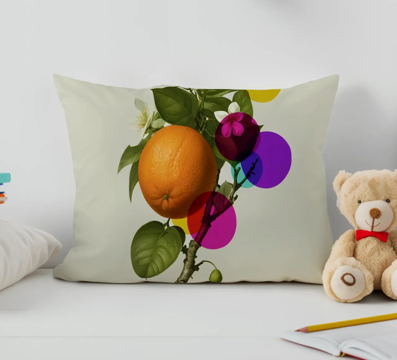 Orange Botanical Art decorative cushion by Indigo Rain