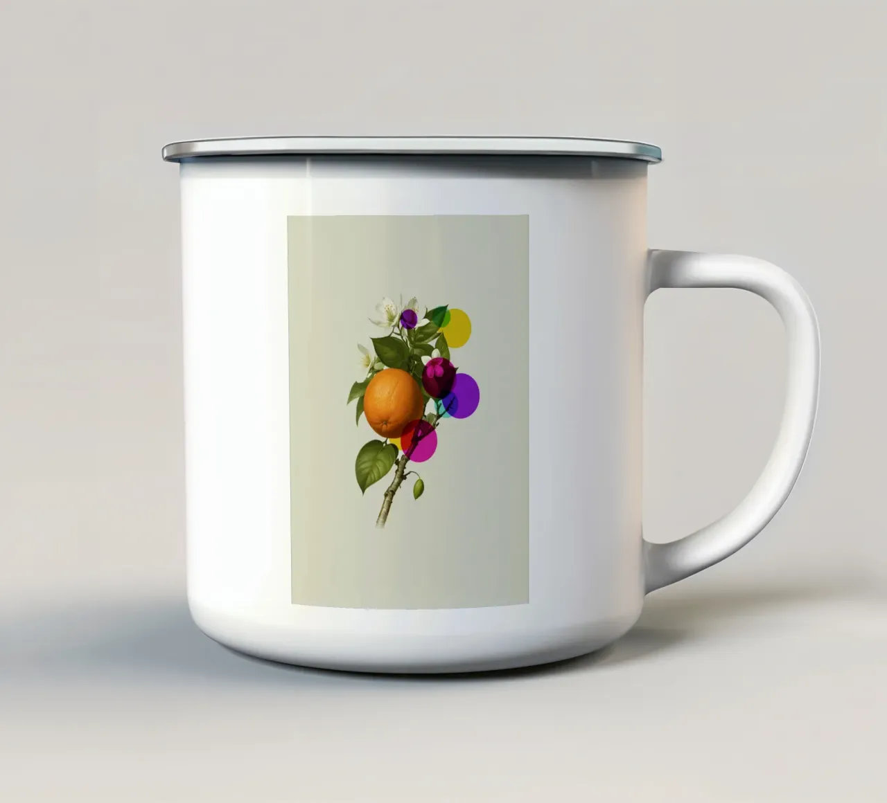 Orange Botanical Art tazza in smalto da Indigo Rain