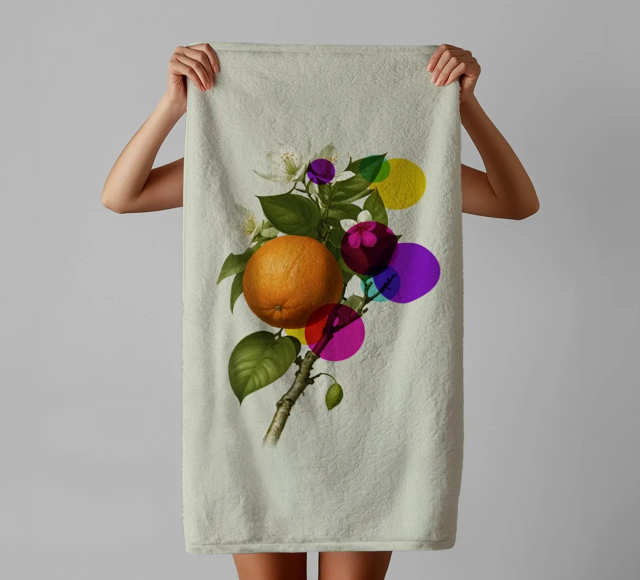 Orange Botanical Art toalla de baño de Indigo Rain