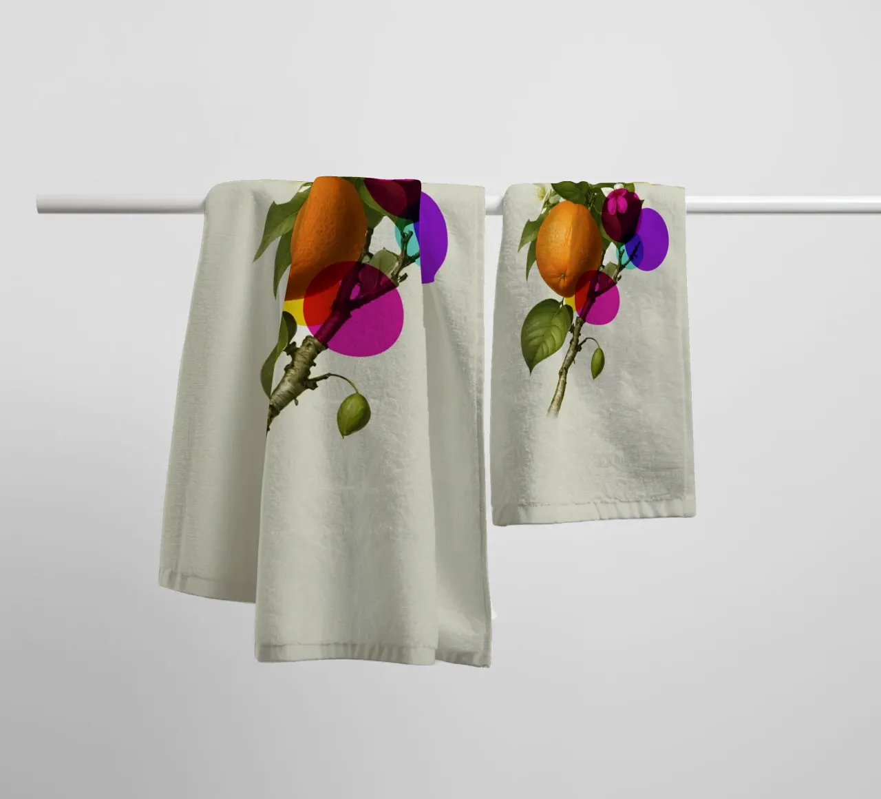 Orange Botanical Art toalla de baño de Indigo Rain