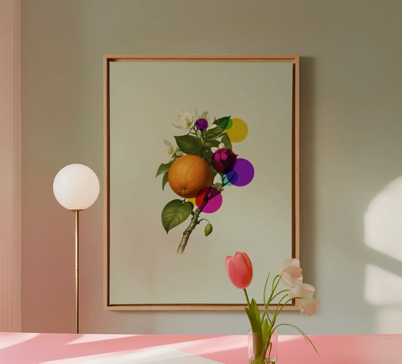 Orange Botanical Art tela con Cornice a cassetta da Indigo Rain