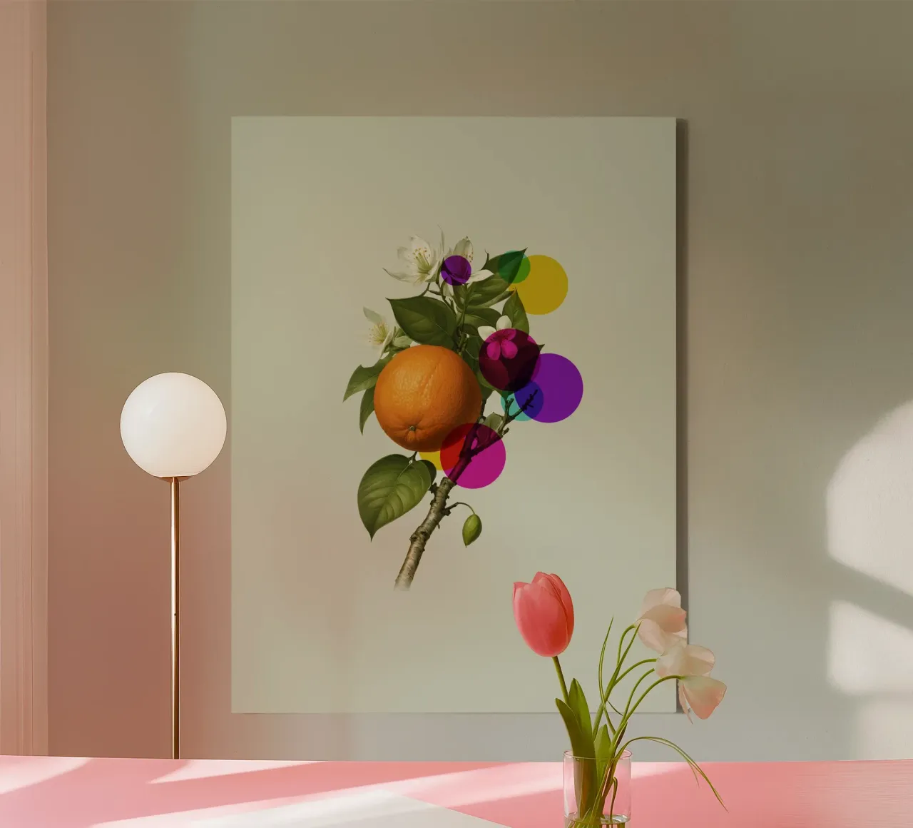 Orange Botanical Art tela con Cornice a cassetta da Indigo Rain