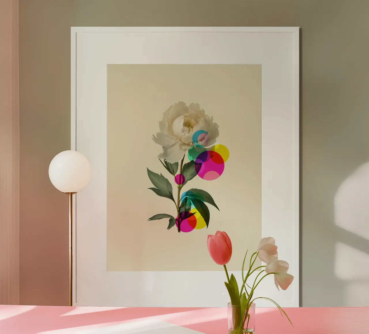 White Peony Botanical poster con telaio in alluminio da Indigo Rain