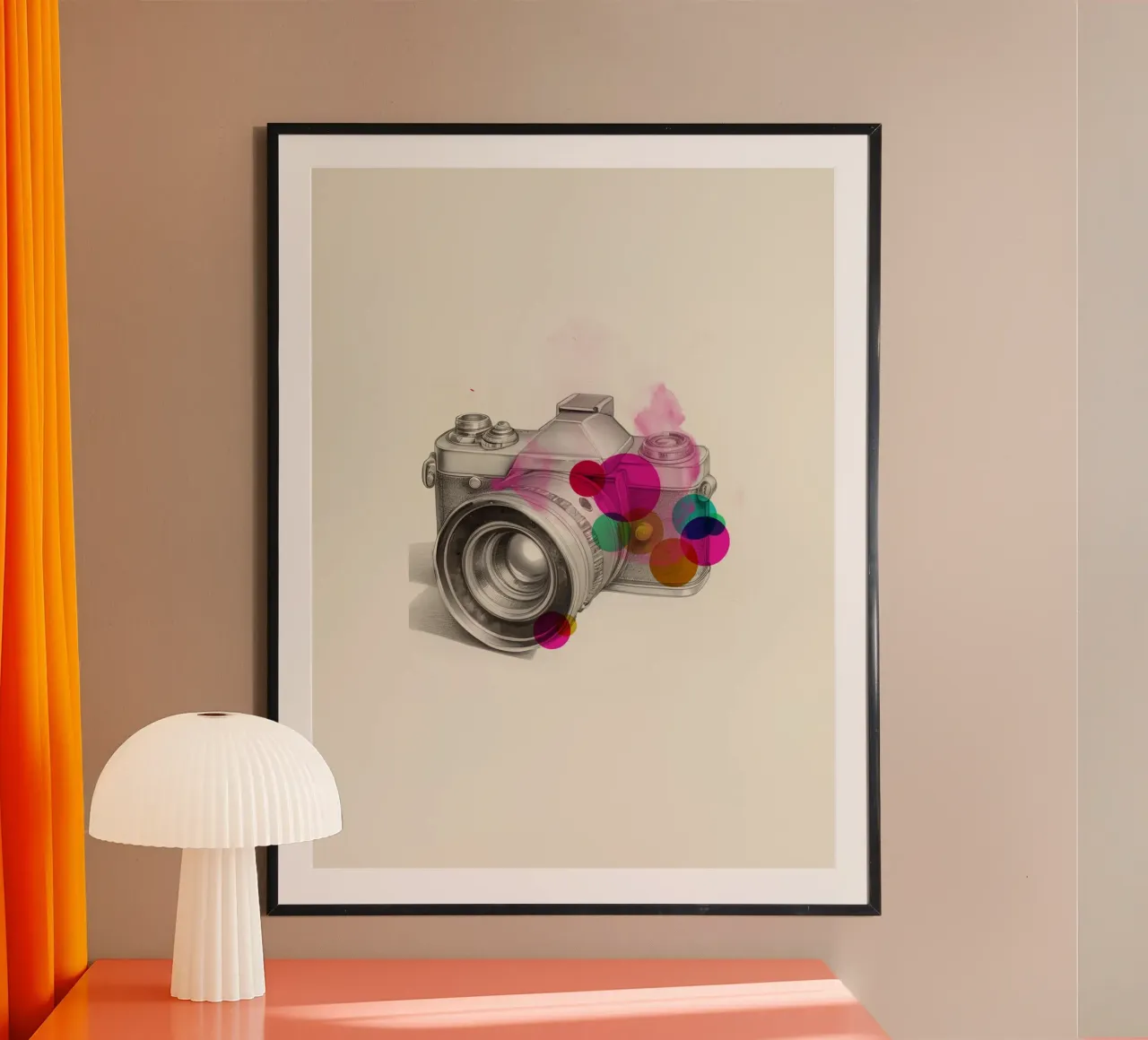 Vintage Camera Art poster con telaio in alluminio da Indigo Rain