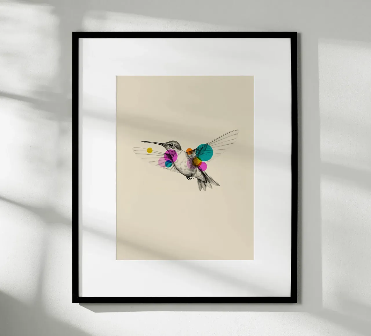Hummingbird Art poster con telaio in legno da Indigo Rain